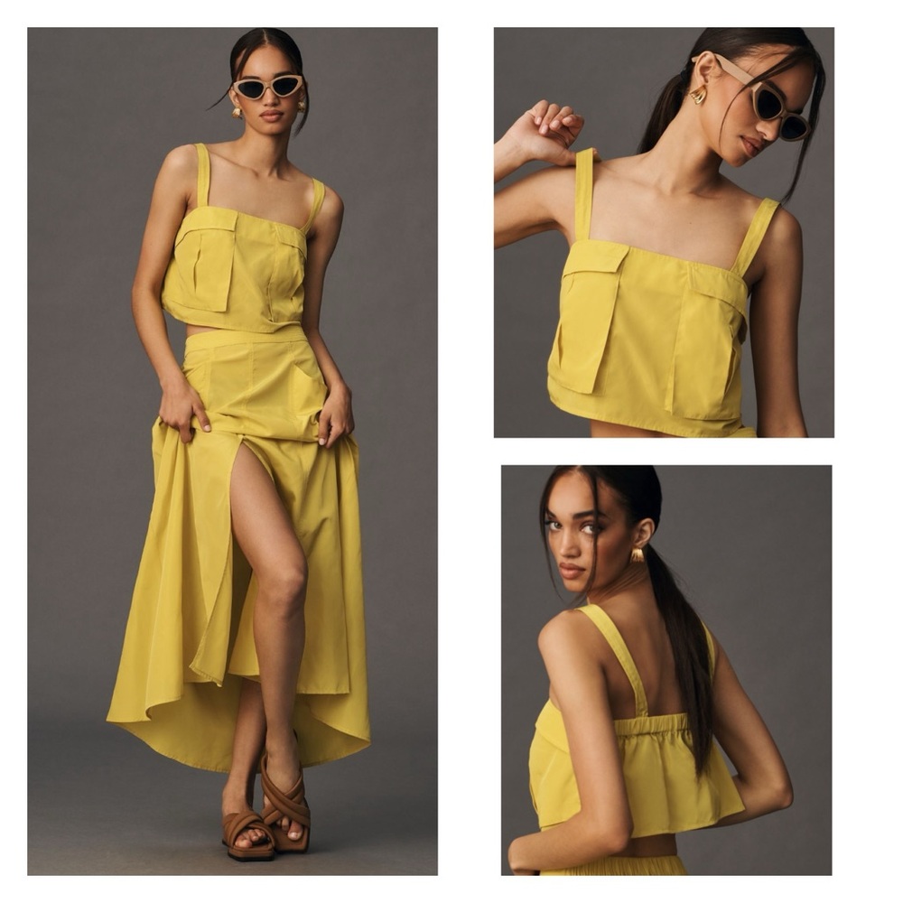 ANTHROPOLOGIE Sunday in Brooklyn Boho Sleeveless Square-Neck Yellow Cargo Top XL